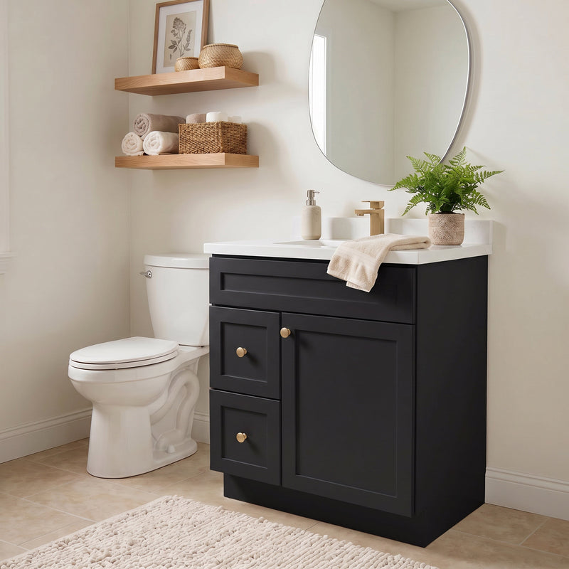 30" Shaker Bathroom Vanity – Black