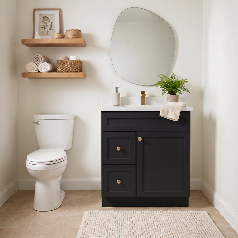 30" Shaker Bathroom Vanity – Black