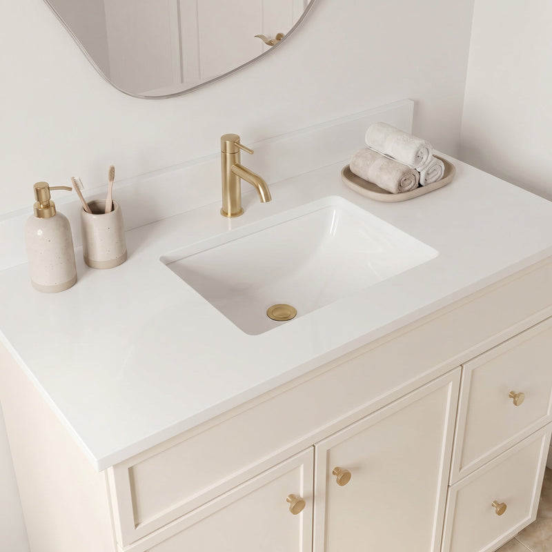 36" Off White Slim Shaker Bathroom Vanity with Quartz Top