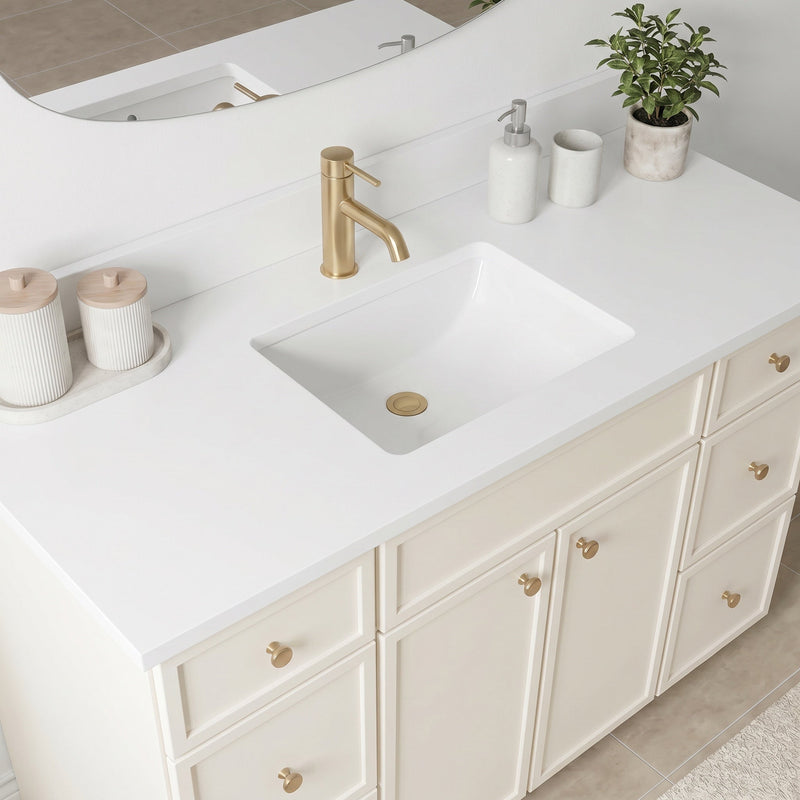 48" Off White Slim Shaker Bathroom Vanity with Quartz Top