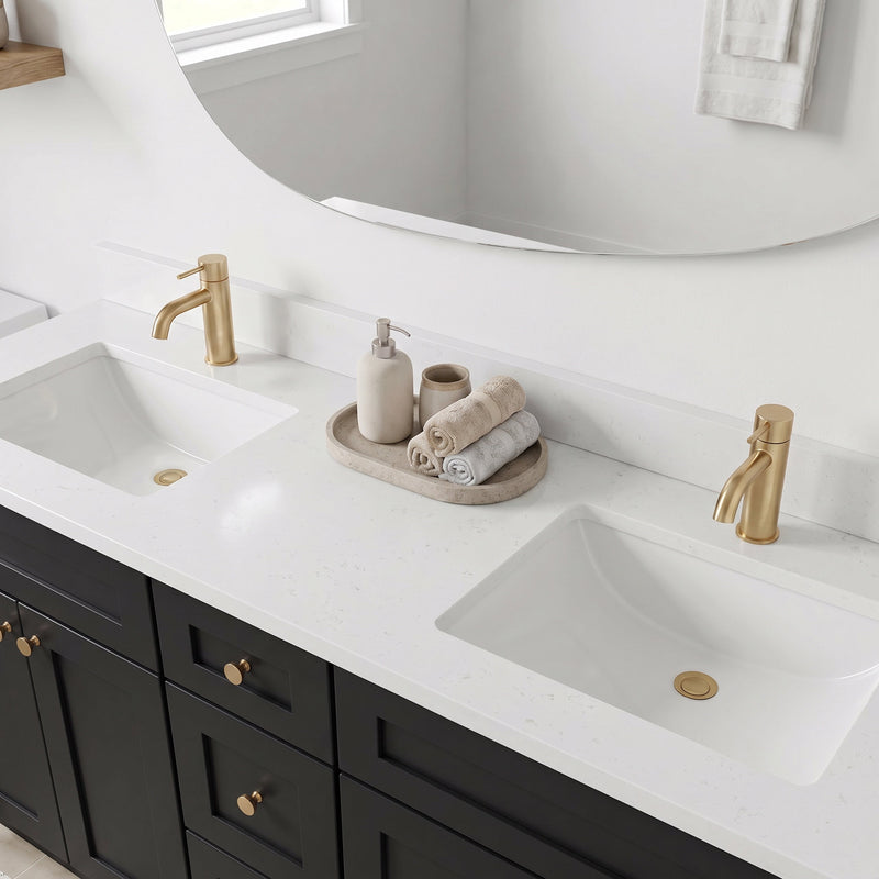 60" Shaker Bathroom Vanity – Black – Double Sink