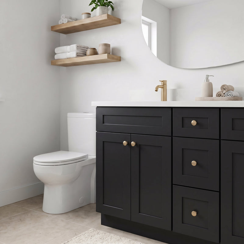 60" Shaker Bathroom Vanity – Black – Double Sink