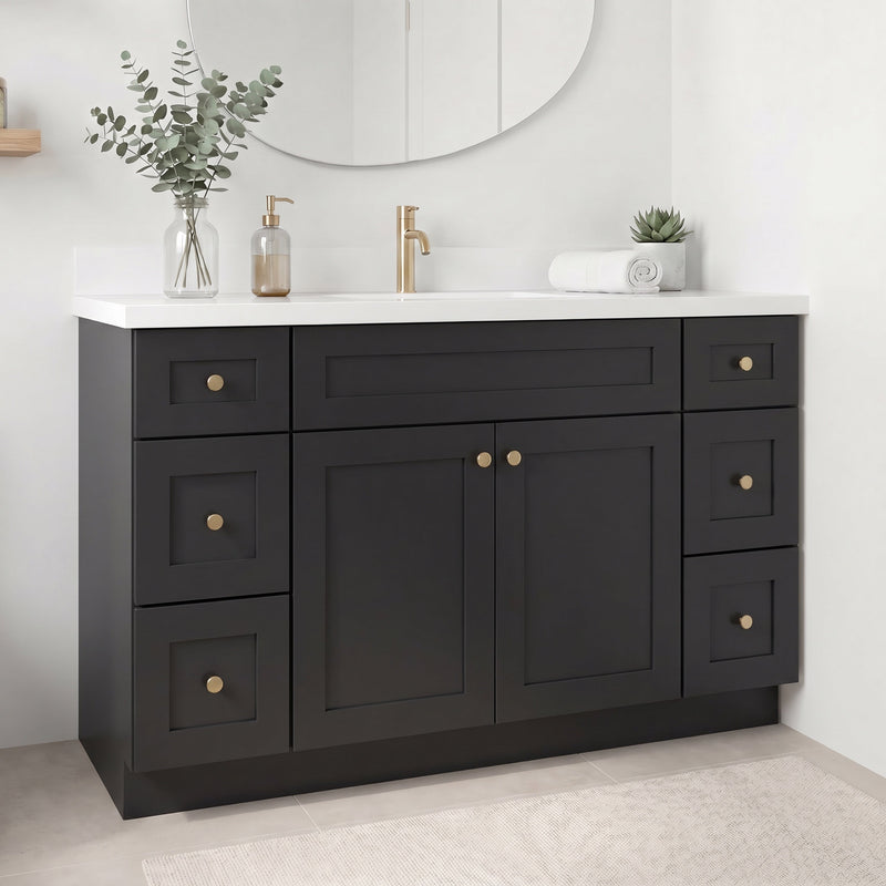60" Shaker Bathroom Vanity – Black – Single Sink