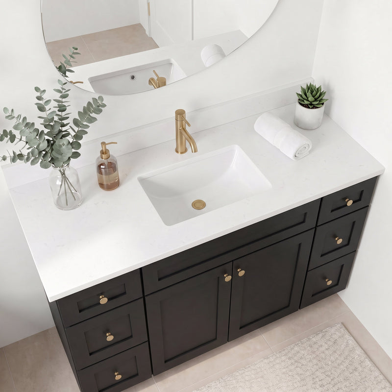 60" Shaker Bathroom Vanity – Black – Single Sink