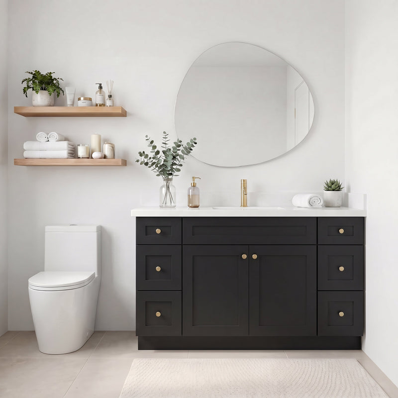 60" Shaker Bathroom Vanity – Black – Single Sink