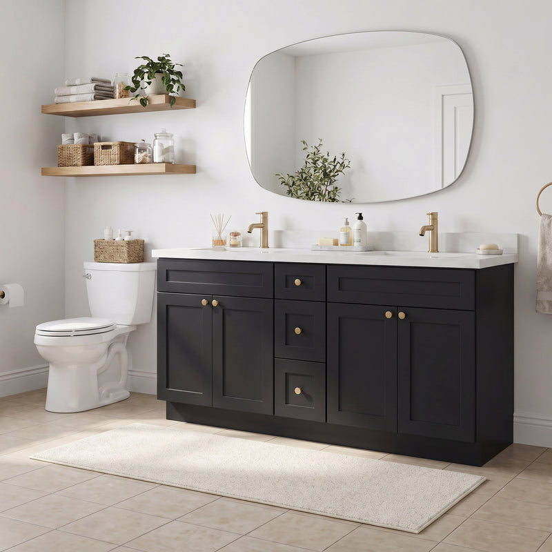 72" Shaker Bathroom Vanity – Black – Double Sink