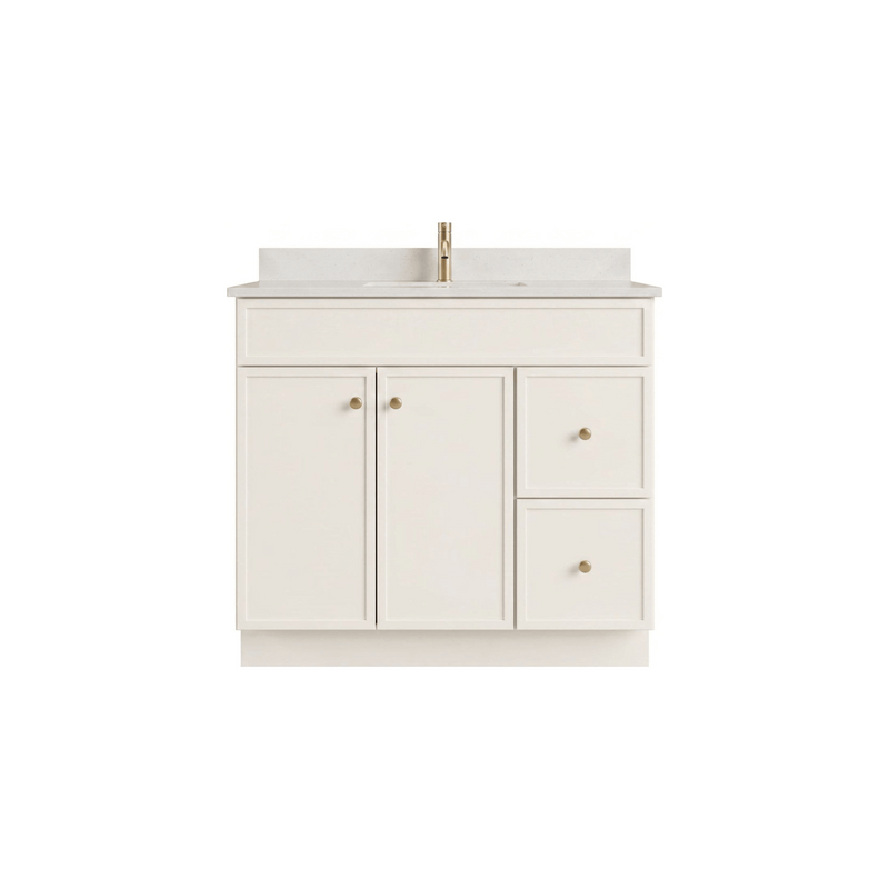 36" Off White Slim Shaker Bathroom Vanity with Quartz Top