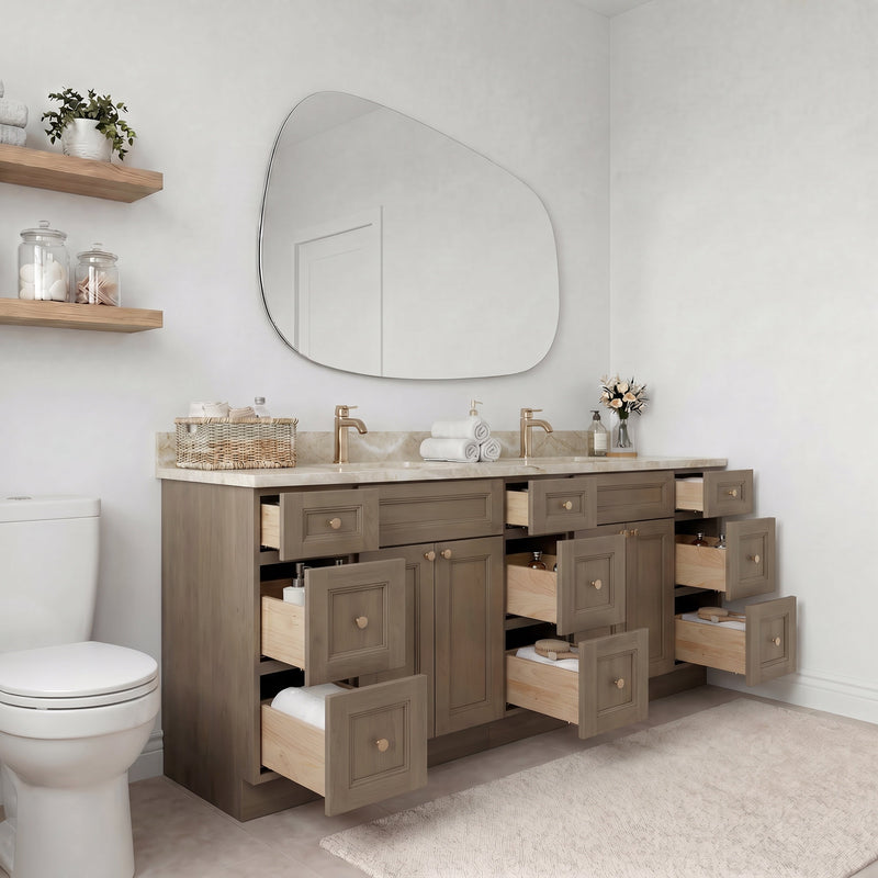 84" Shaker Bathroom Vanity – Willowdale – 9 Drawers