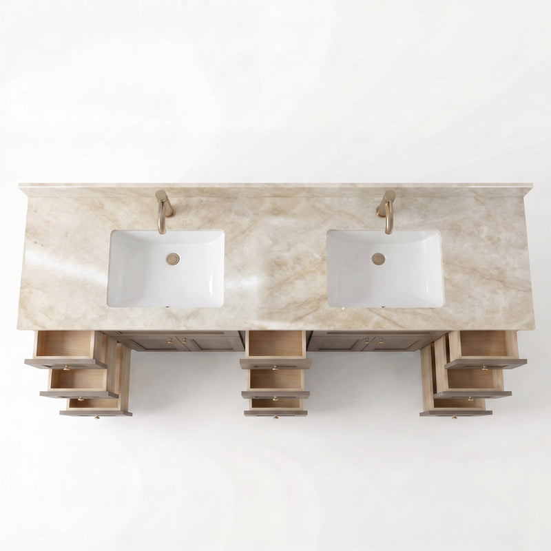 84" Shaker Bathroom Vanity – Willowdale – 9 Drawers