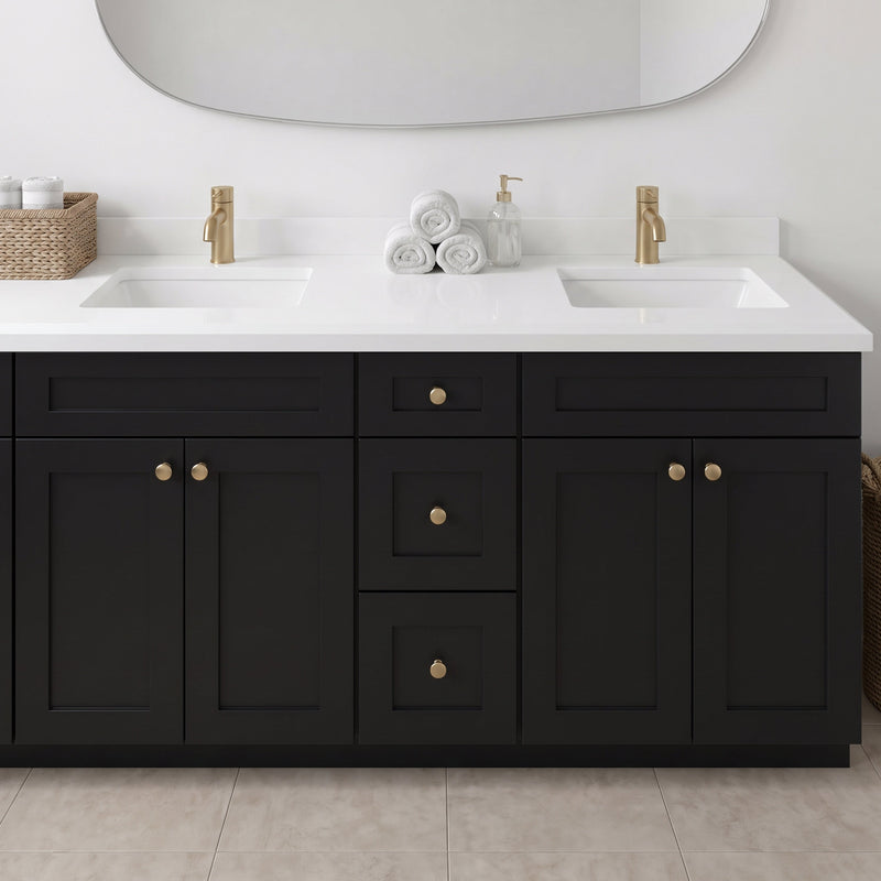 84" Shaker Bathroom Vanity – Black – 9 Drawers