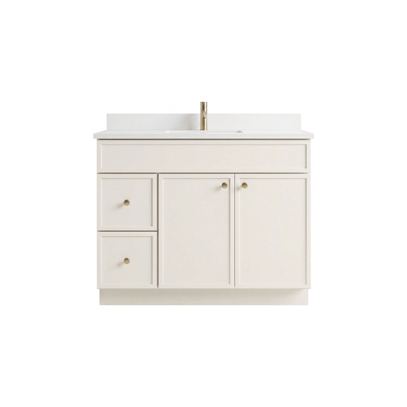 42" Off White Slim Shaker Bathroom Vanity with Quartz Top