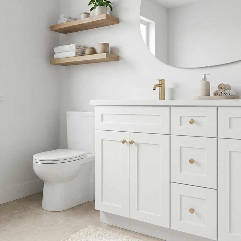 60" White Shaker Bathroom Vanity with Quartz Top – Double Sink