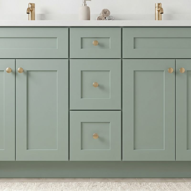 60" Olive Green Shaker Bathroom Vanity with Quartz Top – Double Sink