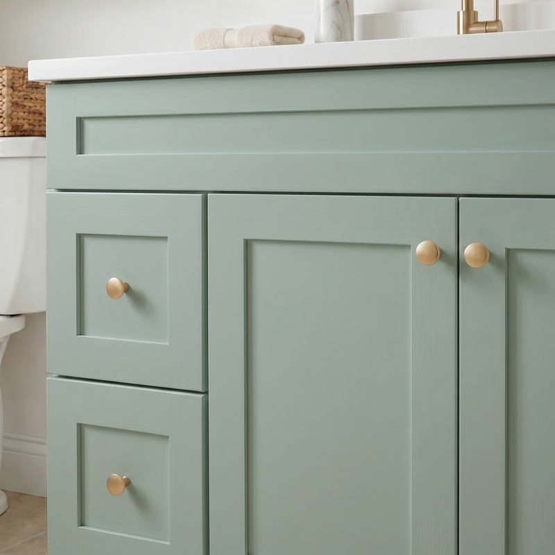 42" Olive Green Shaker Bathroom Vanity with Quartz Top – Single Sink