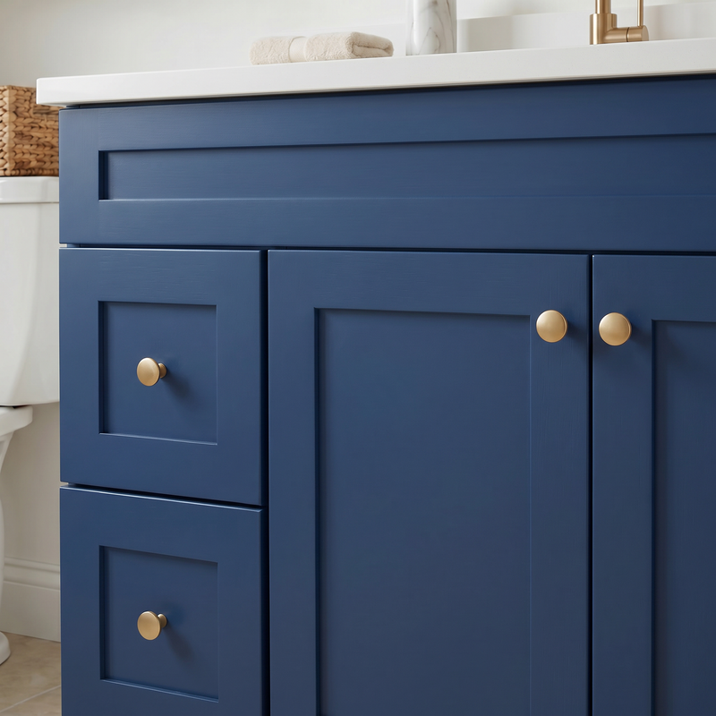 42" Navy Blue Shaker Bathroom Vanity with Quartz Top – Single Sink