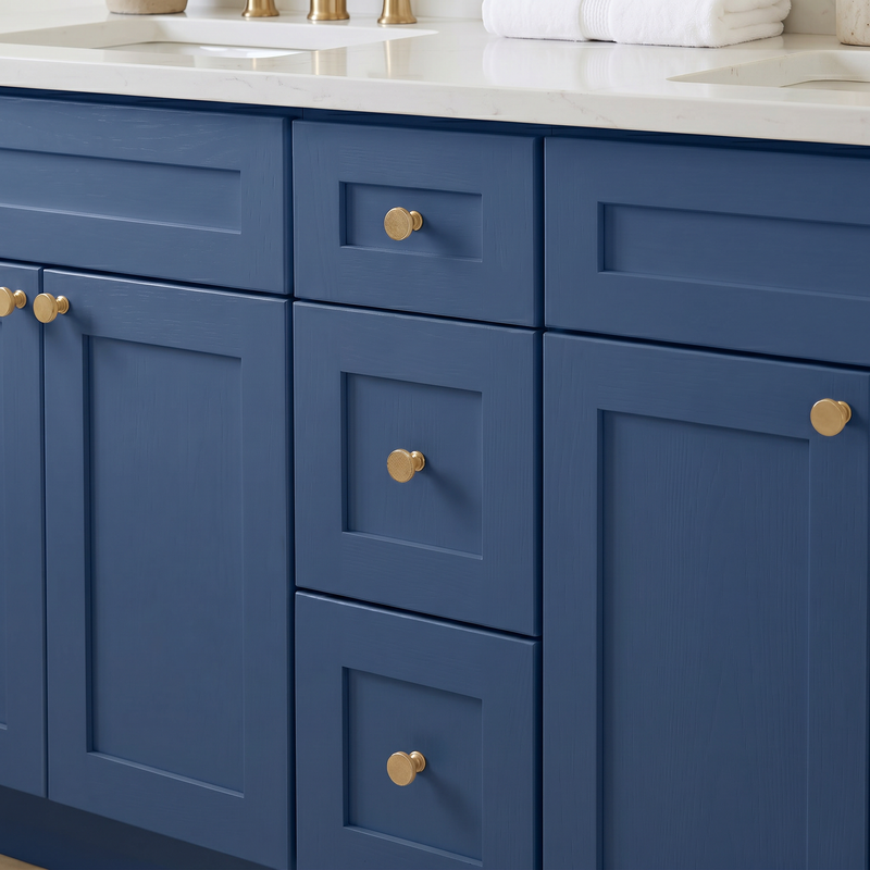 72" Navy Blue Shaker Bathroom Vanity with Quartz Top – Double Sink