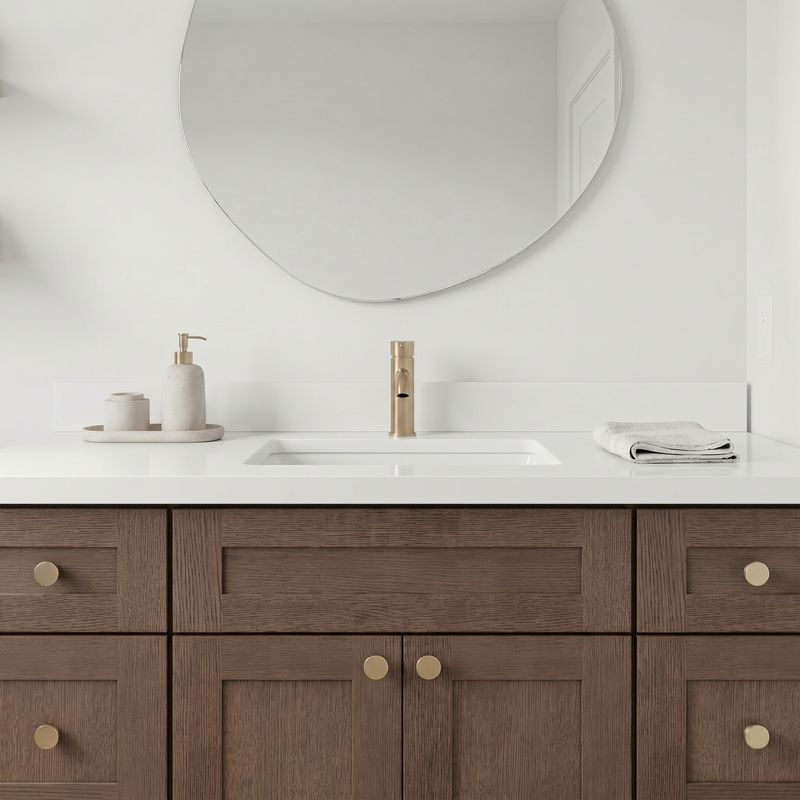 48" Coffee Bean Shaker Bathroom Vanity with Quartz Top – Single Sink