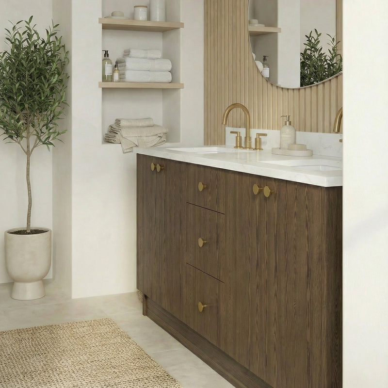 72" Cinnamon Triba European Vanity with Quartz Top – Double Sink