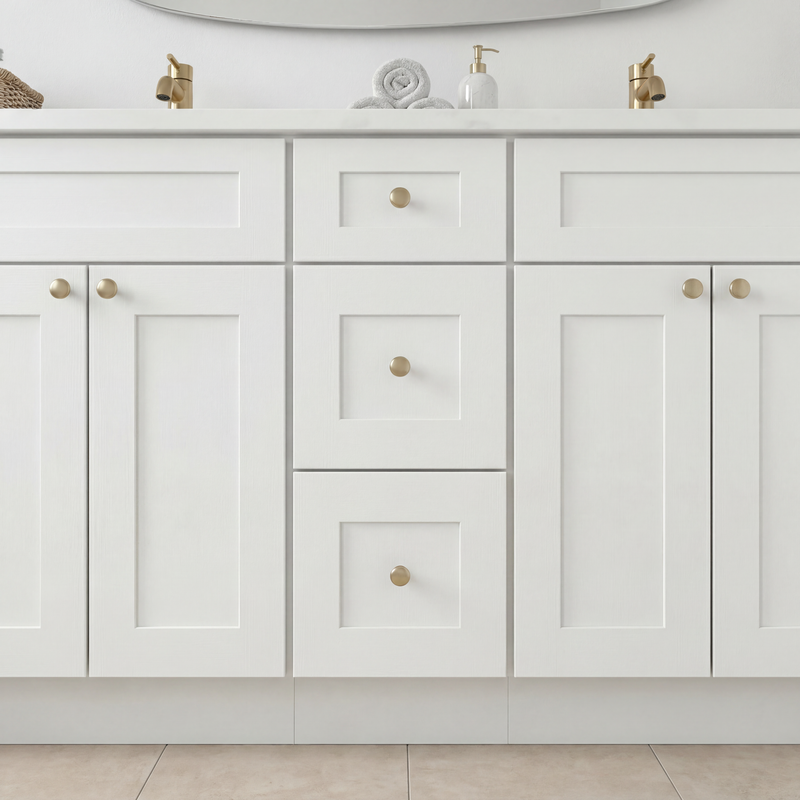 84" White Shaker Bathroom Vanity with Quartz Top – Double Sink