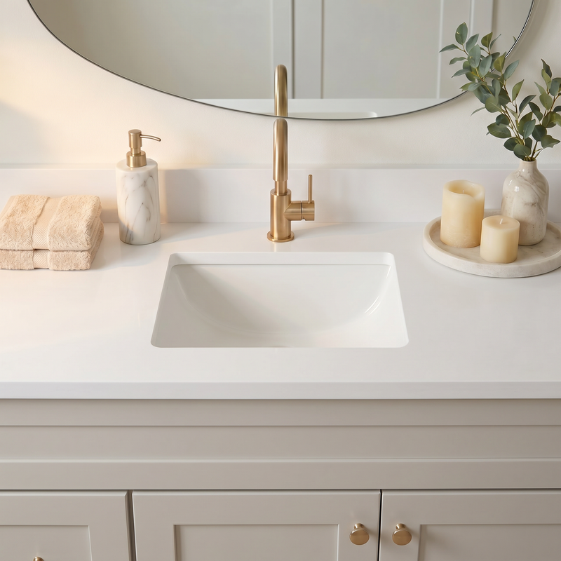 42" Taupe Shaker Bathroom Vanity with Quartz Top – Single Sink