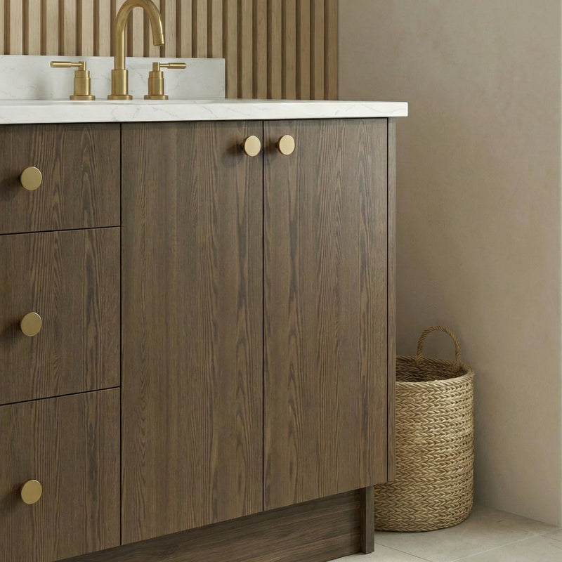72" Cinnamon Triba European Vanity with Quartz Top – Double Sink