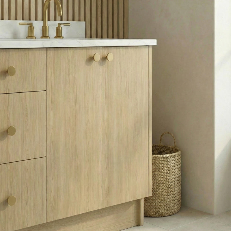 72" Ivory Oak European Vanity with Quartz Top – Double Sink