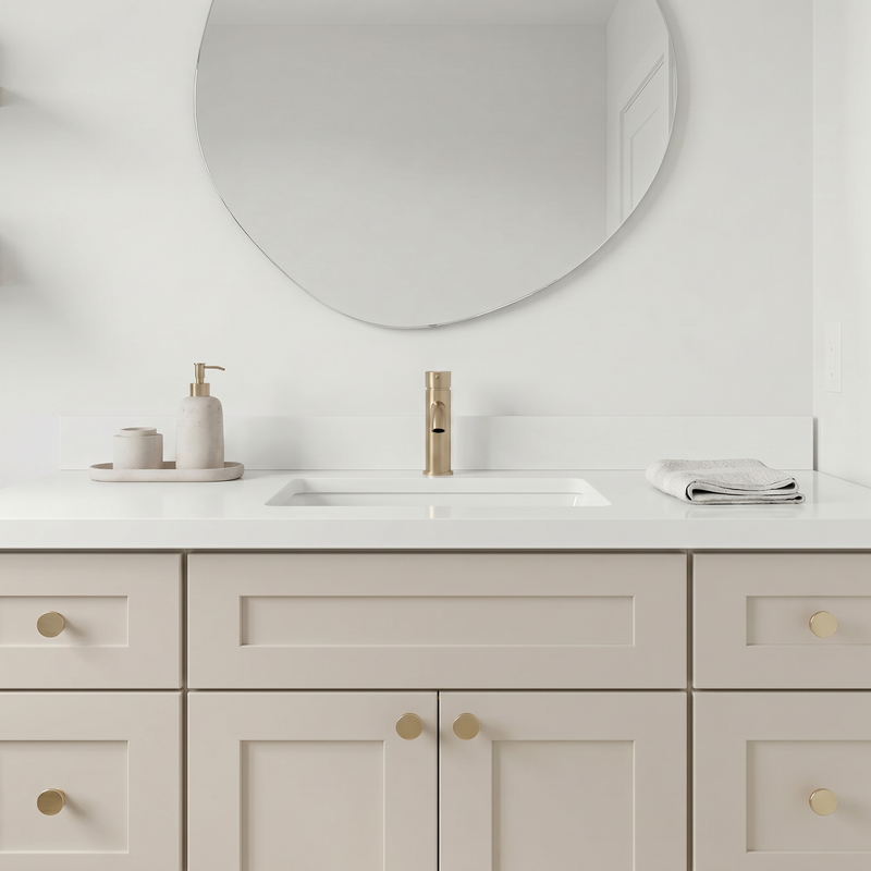 48" Taupe Shaker Bathroom Vanity with Quartz Top – Single Sink