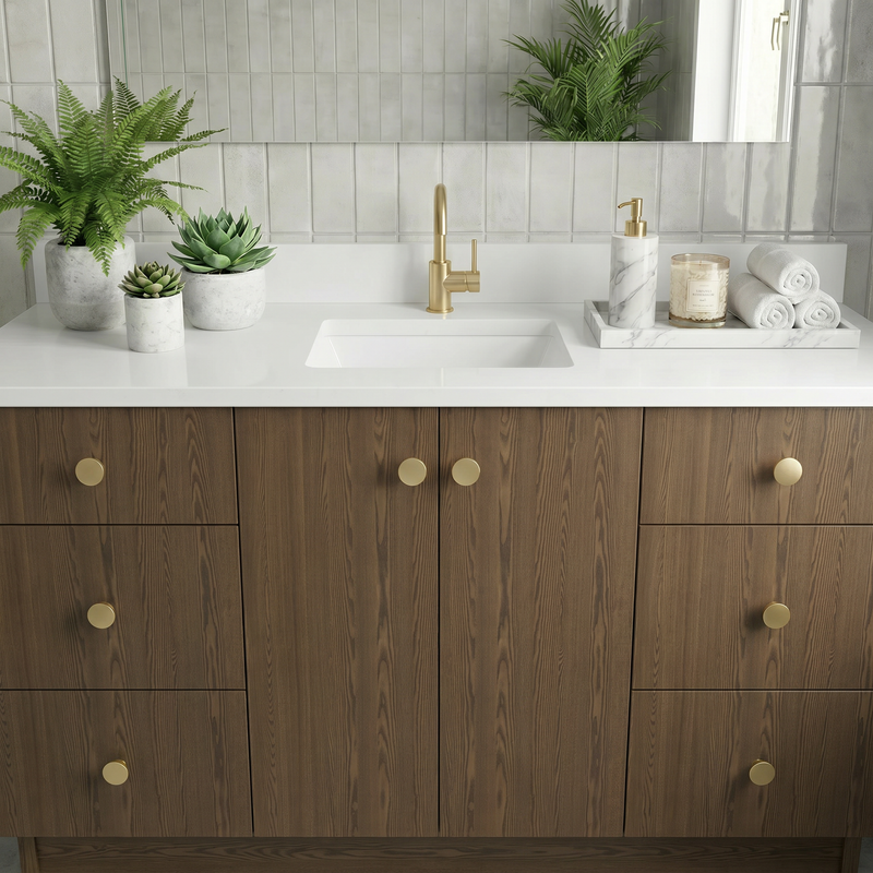 60" Cinnamon Triba European Vanity with Quartz Top – Single Sink