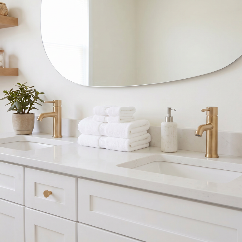 72" White Shaker Bathroom Vanity with Quartz Top – Double Sink