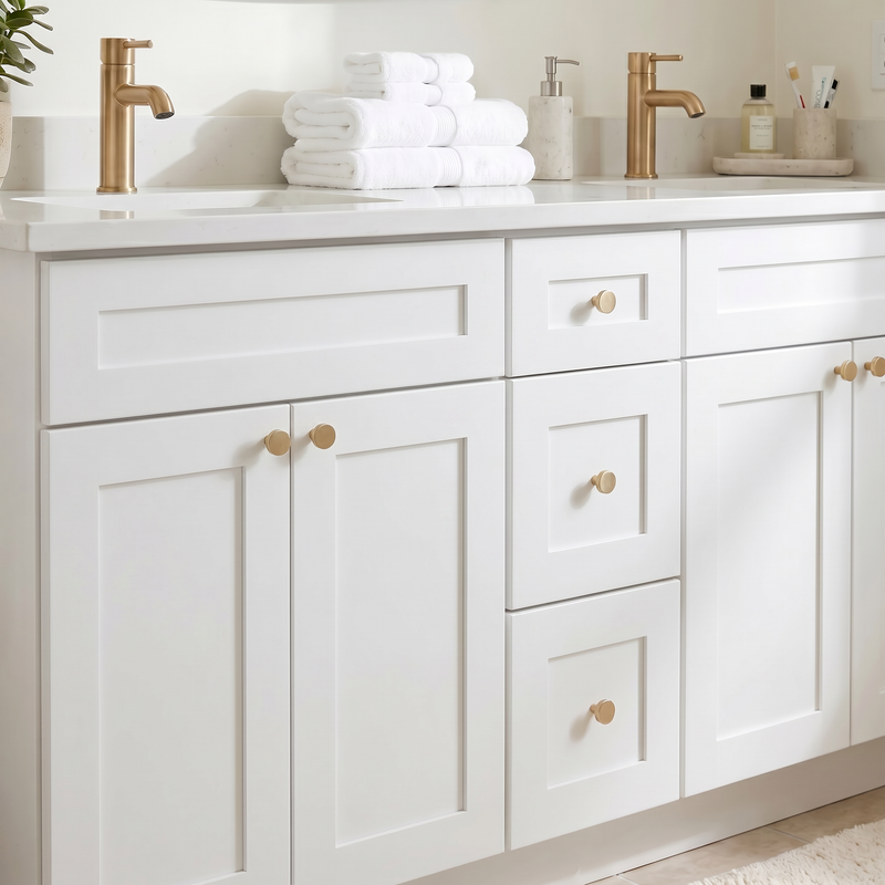 72" White Shaker Bathroom Vanity with Quartz Top – Double Sink