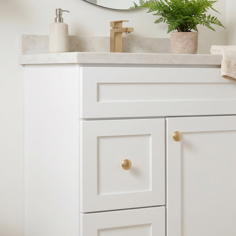 30" White Shaker Bathroom Vanity with Quartz Top – Single Sink