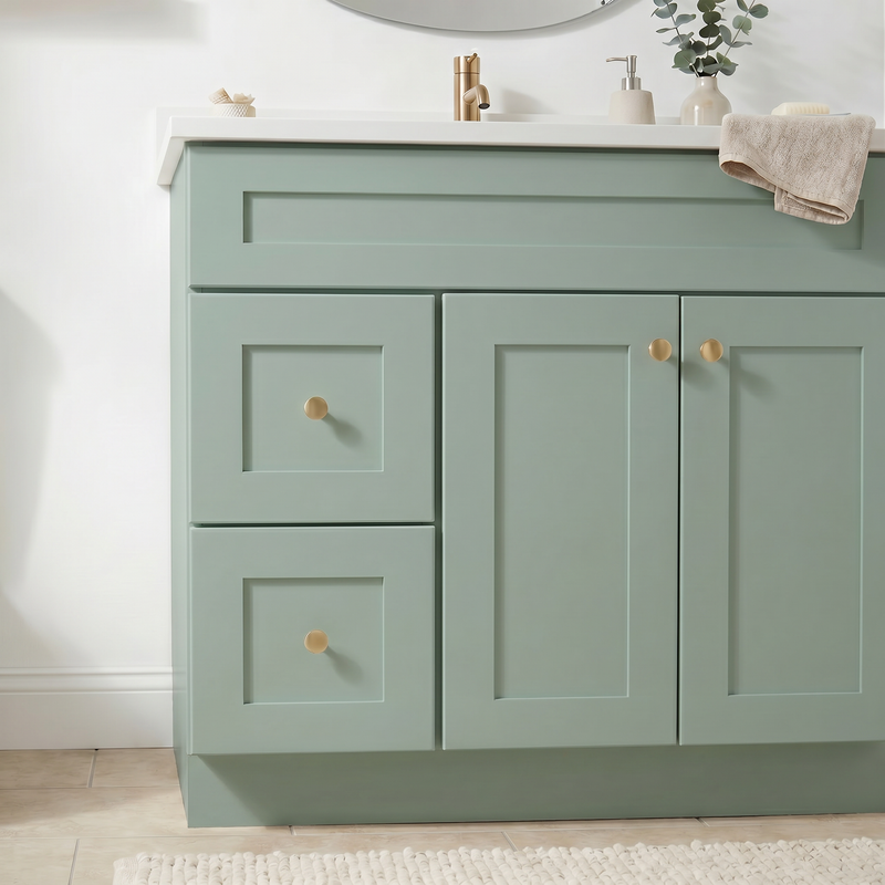36" Olive Green Shaker Bathroom Vanity with Quartz Top – Single Sink