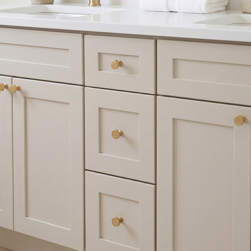 72" Taupe Shaker Bathroom Vanity with Quartz Top – Double Sink