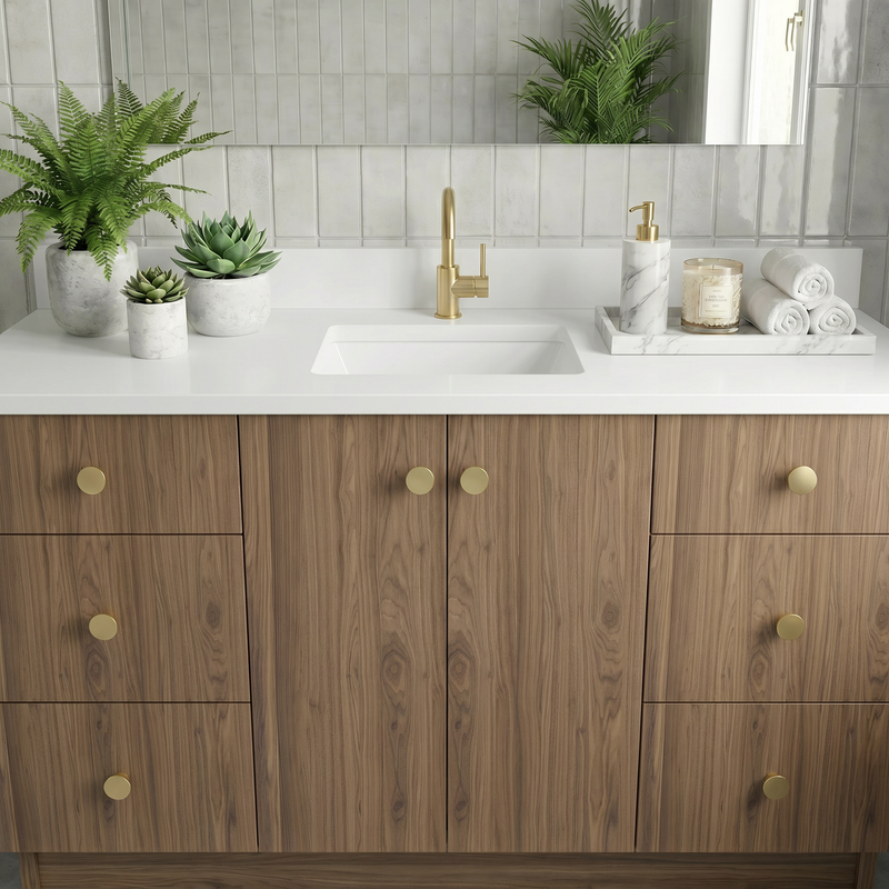 60" Frozen Walnut European Vanity with Quartz Top – Single Sink