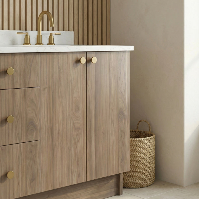 72" Frozen Walnut European Vanity with Quartz Top – Double Sink