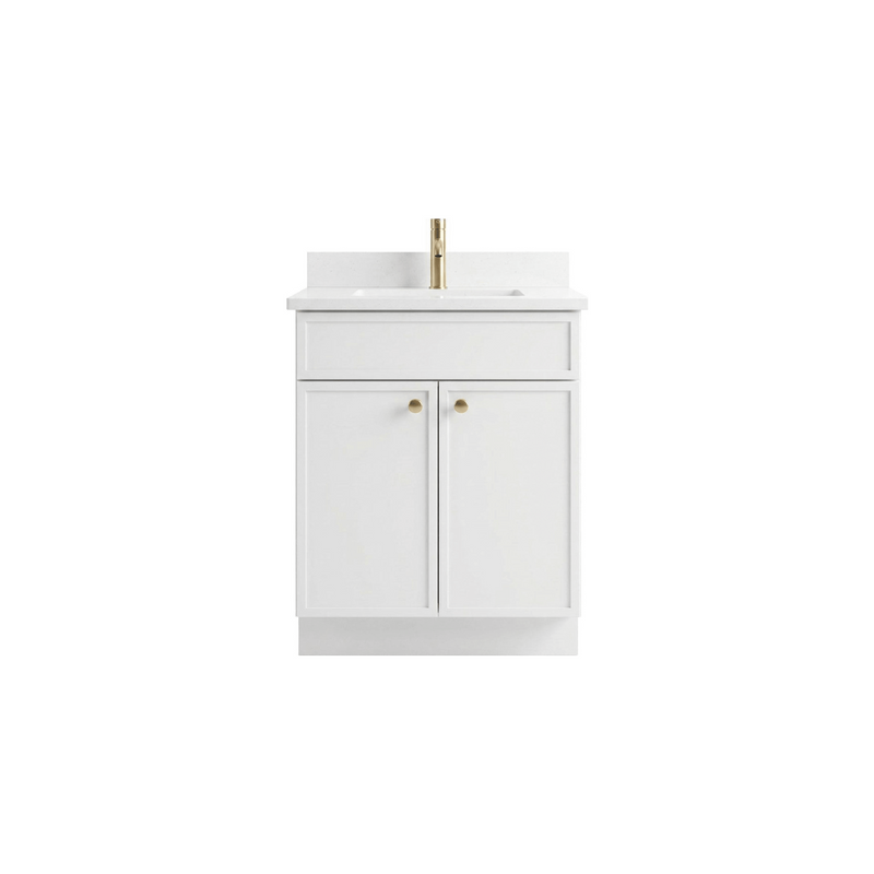24" White Slim Shaker Bathroom Vanity with Quartz Top
