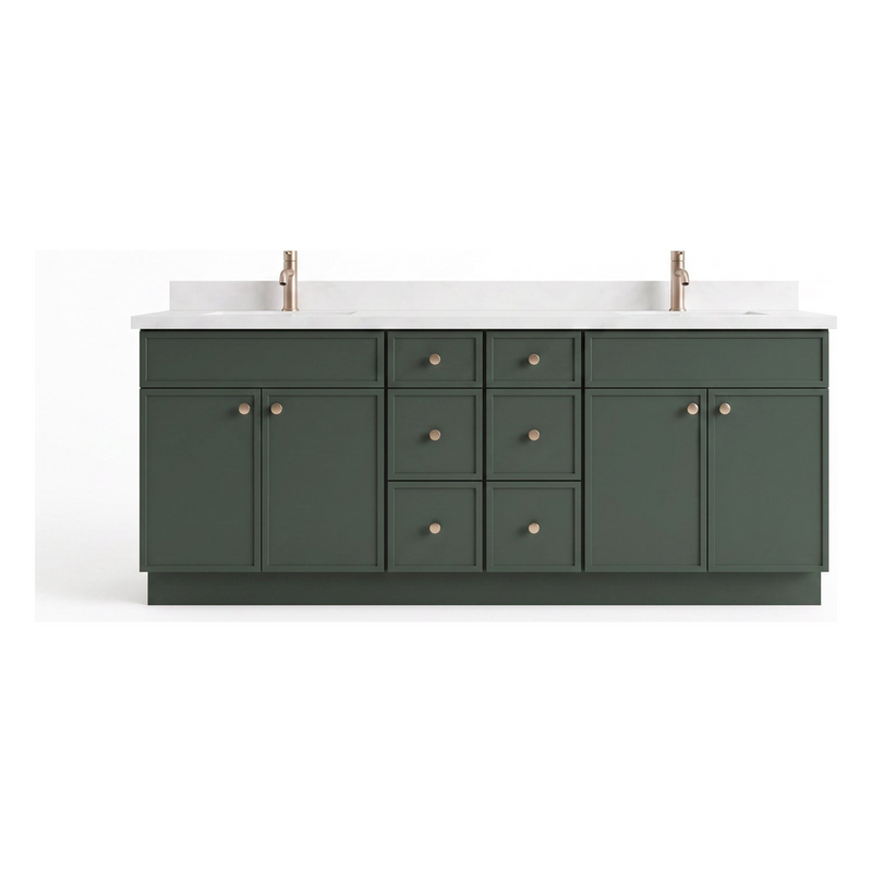 84" Slim Shaker Bathroom Vanity – Forest Green – 6 Drawers