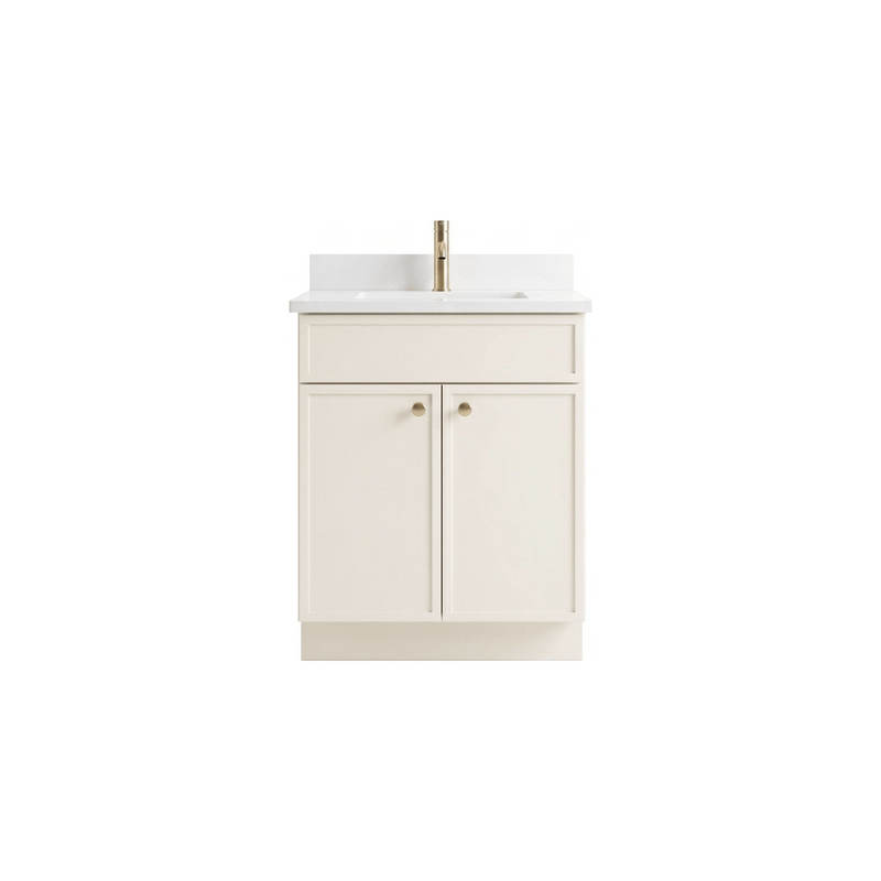 24" Off White Slim Shaker Bathroom Vanity with Quartz Top