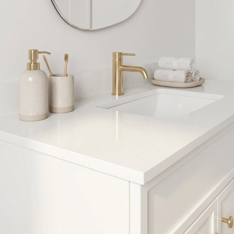 36" White Slim Shaker Bathroom Vanity with Quartz Top
