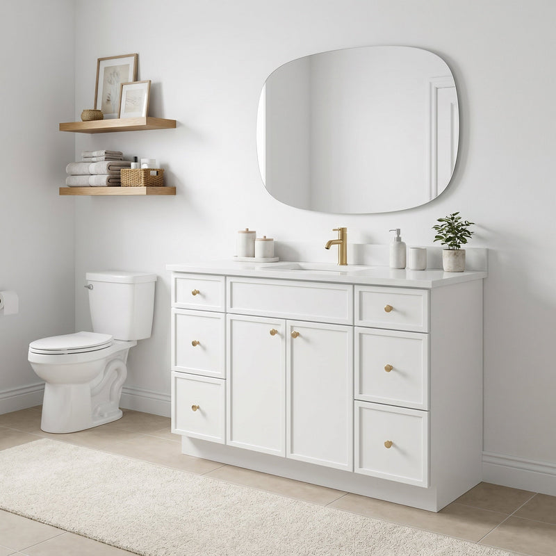48" White Slim Shaker Bathroom Vanity with Quartz Top