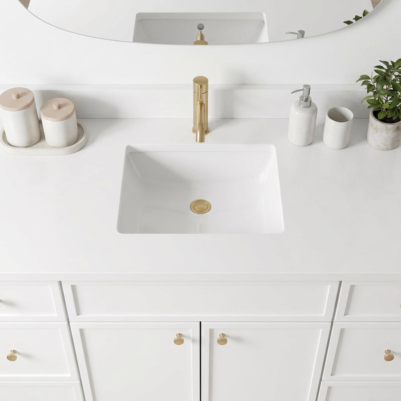 48" White Slim Shaker Bathroom Vanity with Quartz Top