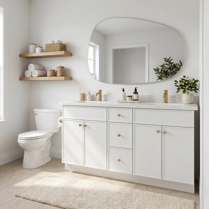 60" White Slim Shaker Bathroom Vanity with Quartz Top – Double Sink