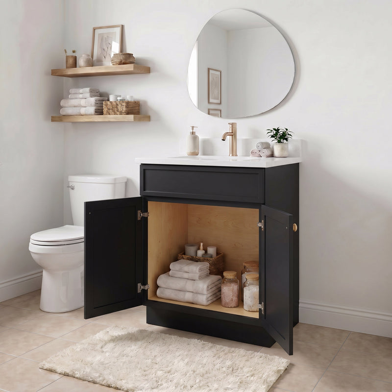 24" Slim Shaker Bathroom Vanity – Black