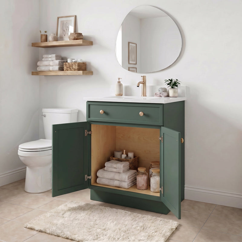 24" Slim Shaker Bathroom Vanity – Forest Green