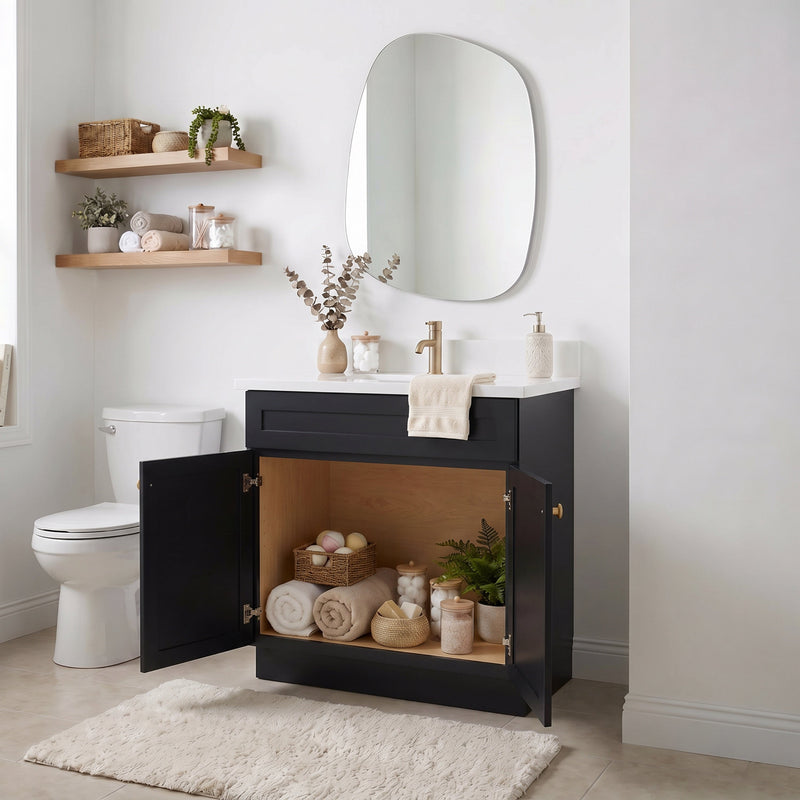 30" Slim Shaker Bathroom Vanity – Black