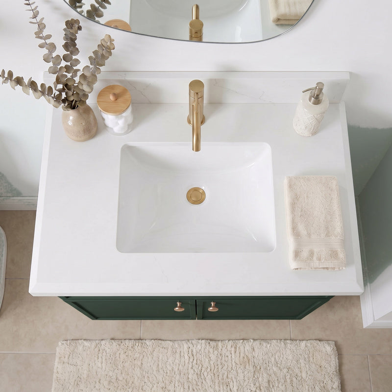 30" Slim Shaker Bathroom Vanity – Forest Green