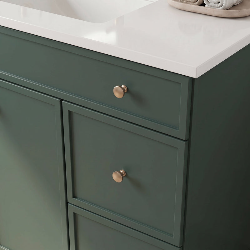 36" Slim Shaker Bathroom Vanity – Forest Green