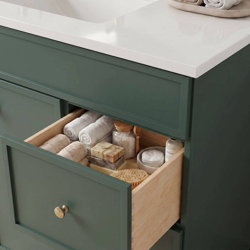36" Slim Shaker Bathroom Vanity – Forest Green