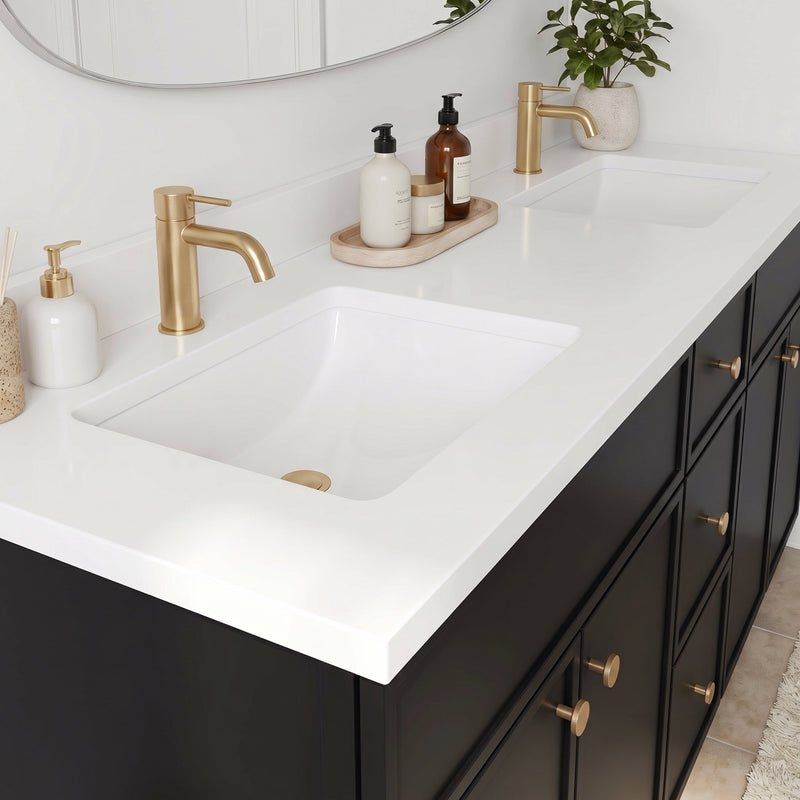 60" Slim Shaker Bathroom Vanity – Black – Double Sink