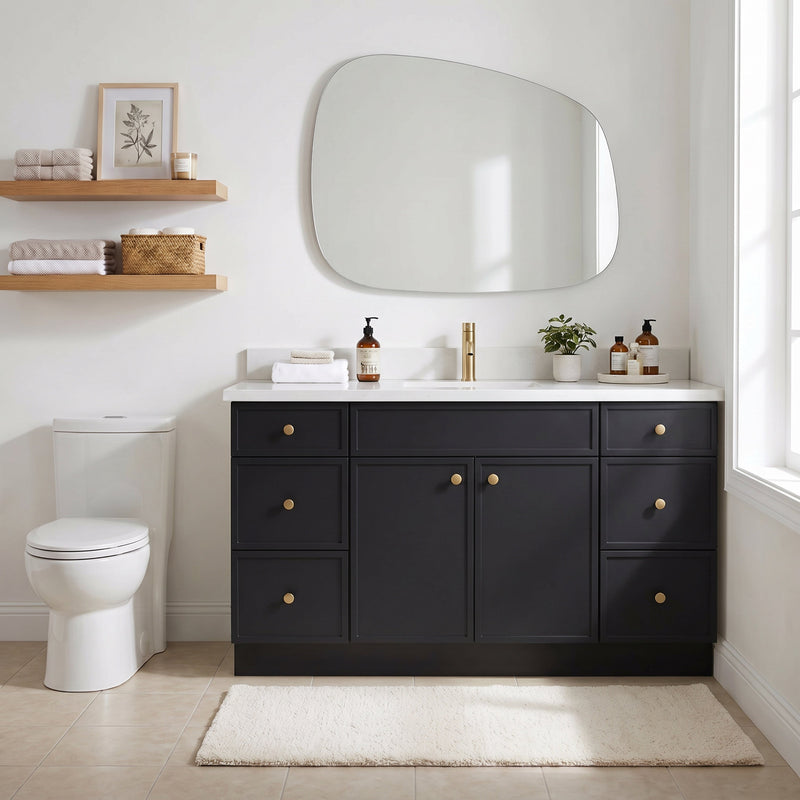 60" Slim Shaker Bathroom Vanity – Black – Single Sink